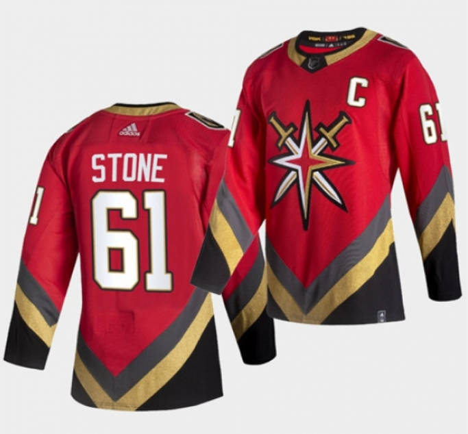 Men's Vegas Golden Knights #61 Mark Stone 2021 Red Reverse Retro Stitched Jersey